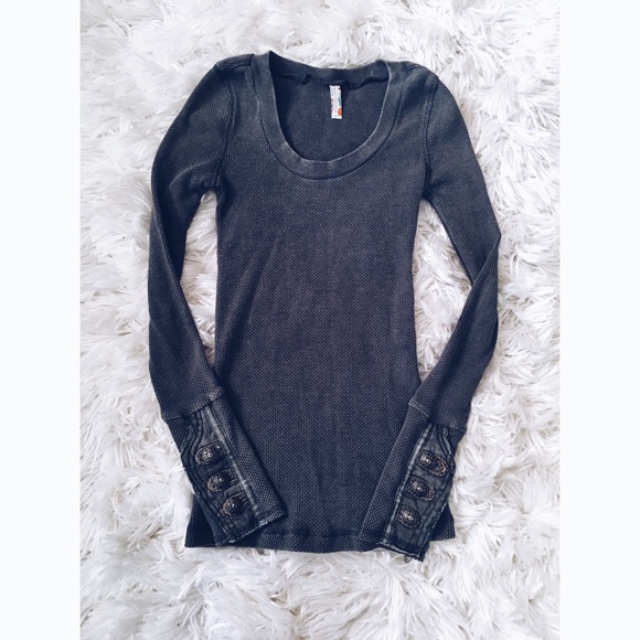 Free People Tops - Free People Motocuff Thermal Top